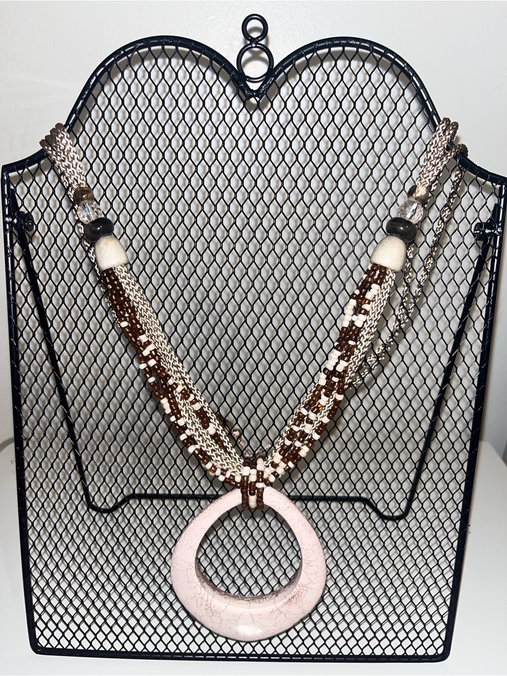 Handmade beaded necklace with big pendant